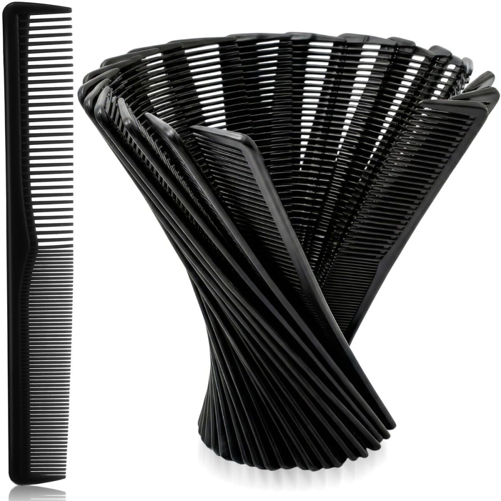 Hestya 36 Pack Hair Comb Bulk 7 Inch Carbon Fiber Cutting Comb All Purpose for Men Women Plastic Hairdressing Styling for Salon or Hotel Hair Care, Black