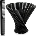 Hestya 36 Pack Hair Comb Bulk 7 Inch Carbon Fiber Cutting Comb All Purpose for Men Women Plastic Hairdressing Styling for Salon or Hotel Hair Care, Black