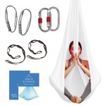 Aerial Silk Yoga Hammock & Swing for Home, Inversion Exercises, Starter Kit for All Levels - Durable with Extension Straps, Carabiners, and Pose Guide