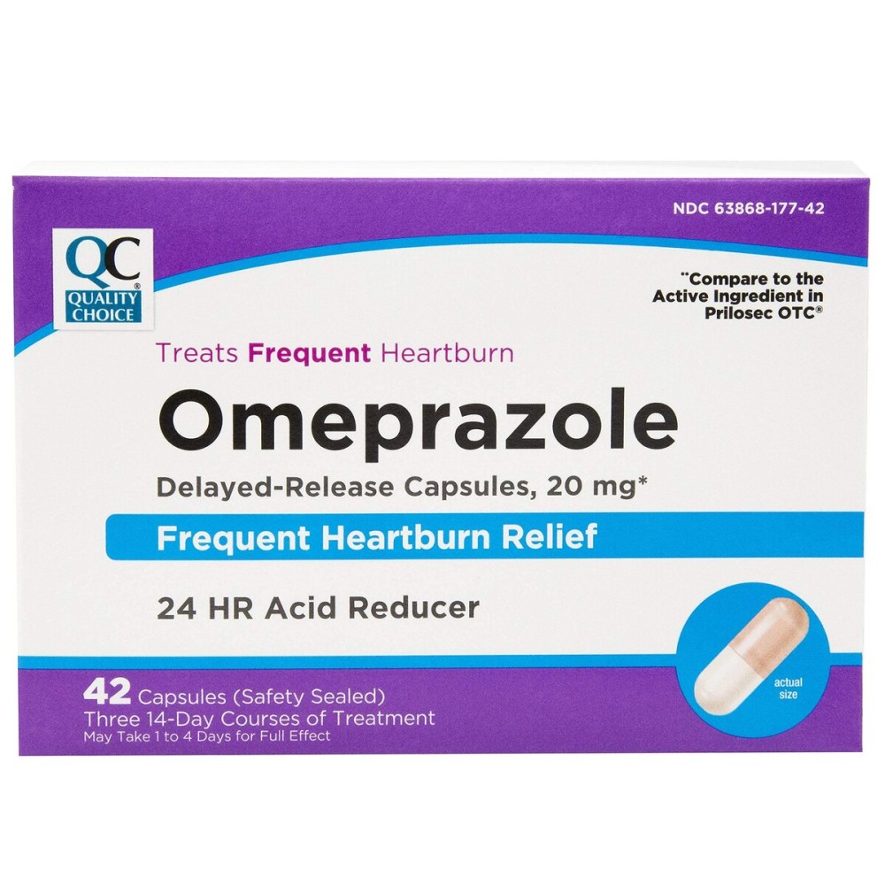 Quality Choice Omeprazole Delayed Release Acid Reducer 20mg, 42 Capsules Each, Pack of 5