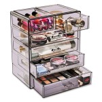 Sorbus Acrylic Makeup Organizer Set, 6-Drawer Vanity & Countertop Cosmetic Storage with Small & Wide Drawers, Purple Makeup Storage for Brushes, Lipsticks, Jewelry - Holiday Gift for Women & Teens