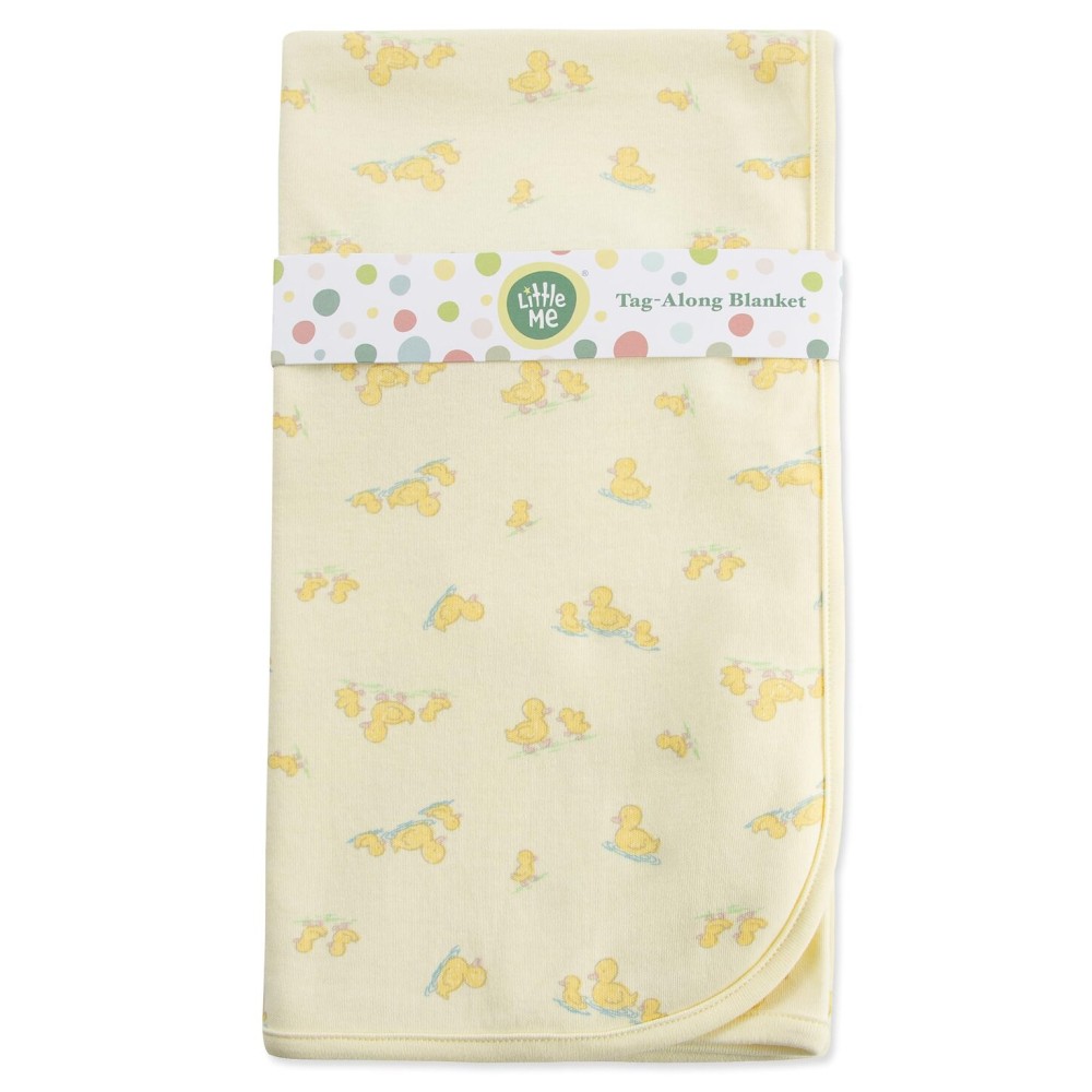 Little Me Blankets for Baby Gender Neutral Duckies Swaddling Receiving Blanket, 30 x 27 Inches