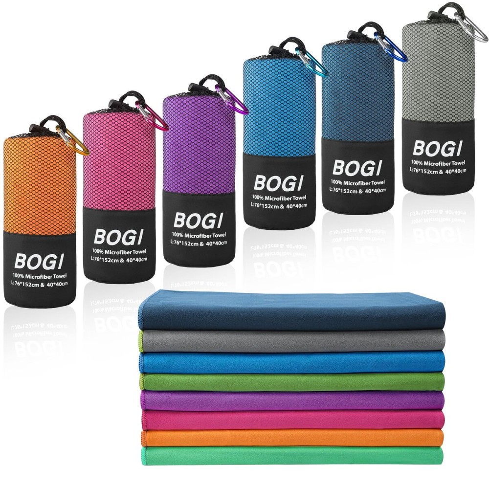 BOGI Microfiber Travel Sports Towel-Quick Dry Towel, Soft Lightweight Microfiber Camping Towel Absorbent Compact Travel Towel for Camping Gym Beach Yoga Swimming Backpacking (S:16\'\'x32\'\',2Pcs-Grey)