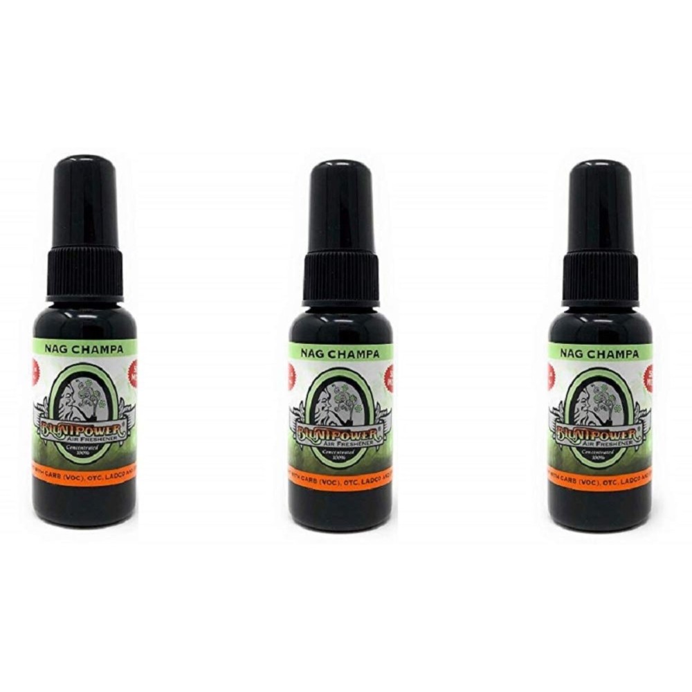 BluntPower (Nag Champa, 3 Pack) Concentrated Air Freshener - Premium Oil Based Air Freshener Spray For Home and Car - Long-Lasting Bathroom Spray, Car Freshener, & Odor Eliminator Spray