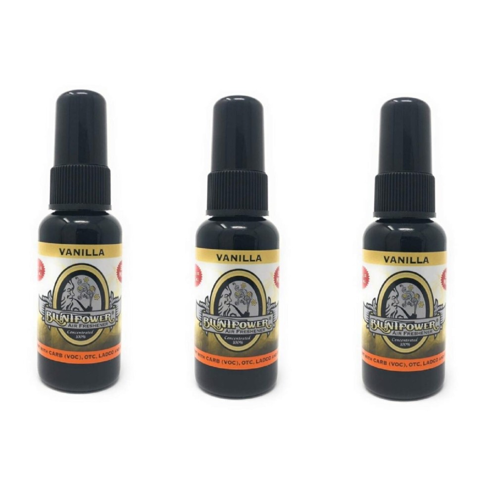 BluntPower (Vanilla, 3 Pack) Concentrated Air Freshener - Premium Oil Based Air Freshener Spray For Home and Car - Long-Lasting Bathroom Spray, Car Freshener, & Odor Eliminator Spray