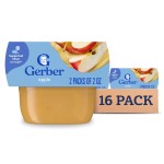 Gerber 1st Foods Baby Food, Apple Puree, Natural & Non-GMO, 2 Ounce Tubs, 2-Pack (Pack of 8)