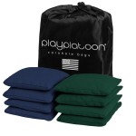 Play Platoon Weather Resistant Cornhole Bags - Set of 8 Regulation Corn Hole Bean Bags - Hunter Green & Navy Blue - Durable Duck Cloth Corn Hole Bag for Tossing Game, Includes Tote Bag