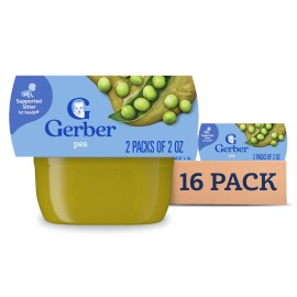 Gerber 1st Foods Baby Food, Pea Puree, Natural & Non-GMO, 2 Ounce Tubs, 2-Pack (Pack of 8)