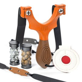 SimpleShot Scout XT Slingshot with Target, Ammo and Bands for Professional Hunting and Powerful Target Shooting (Orange)