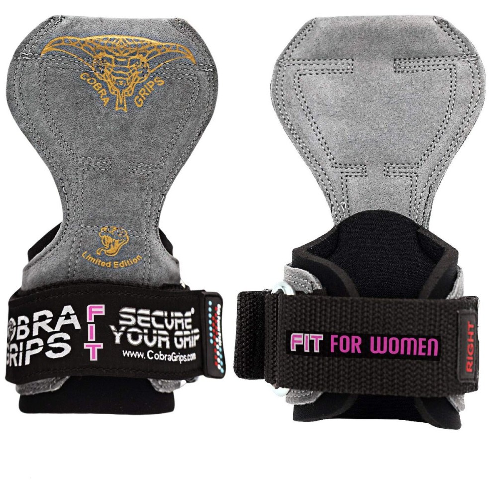 Cobra Grips PRO Weight Lifting Gloves Heavy Duty Straps Alternative Power Lifting Hooks Best For Deadlifts With Adjustable Neoprene Padded Wrist Wrap Support Bodybuilding (FIT Charcoal Leather)