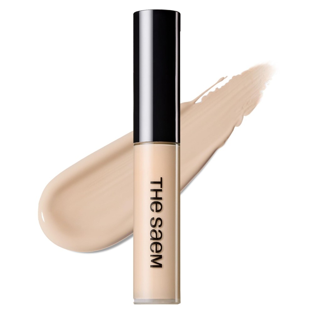 THESAEM Cover Perfection Tip Concealer 0.2 fl.oz. - 1.25 Light Beige Warm Beige for Light Skin Tones 20-21 - High Coverage Long Lasting Concealer - Korean Makeup for Dark Circles & Blemishes