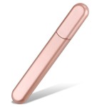 MiDenso Premium Glass Nail File with Case, Crystal Diamond Salon Best Beauty Nail Buffer for Natural and Acrylic Nails Christmas Gift for Woman and Man,Pink