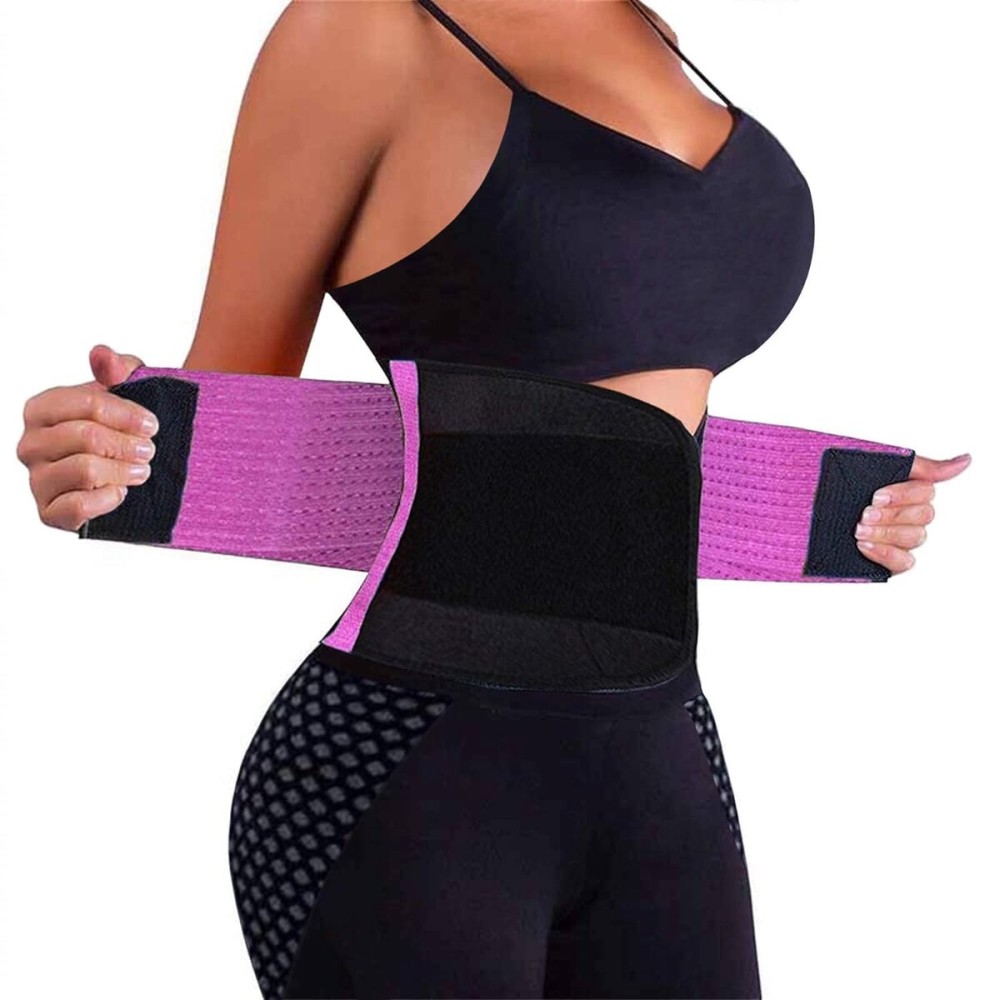 VENUZOR Waist Trainer Belt for Women - Waist Cincher Trimmer - Slimming Body Shaper Belt - Sport Girdle Belt (UP Graded)(Purple,Medium)