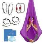 Aerial Silk Yoga Hammock & Swing for Home, Inversion Exercises, Starter Kit for All Levels - Durable with Extension Straps, Carabiners, and Pose Guide