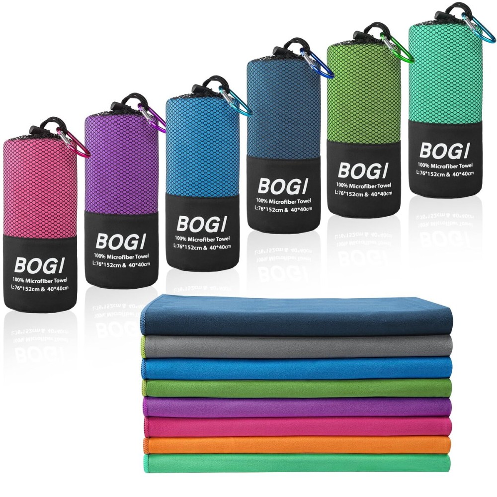 BOGI Microfiber Quick Dry Travel Sports Towel, Blue, 60x30+16x16