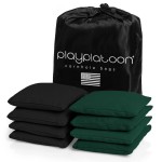 Play Platoon Weather Resistant Cornhole Bags - Set of 8 Regulation Corn Hole Bean Bags - Hunter Green & Black - Durable Duck Cloth Corn Hole Bag for Tossing Game, Includes Tote Bag