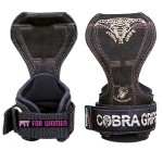 Cobra Grips FIT Women Weight Lifting Gloves Heavy Duty Straps Alternative Power Lifting Hooks Best for Deadlifts with Adjustable Neoprene Padded Wrist Wrap Support Bodybuilding (FIT Black Leather)