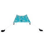 Neso Grande Portable Beach Tent Sun Shelter - Lightweight Beach Shade Canopy - Easy Setup for Family Outings - Patented Reinforced Corners - UPF 50+ Sun Protection - 7ft Tall, 9 x 9ft - Aqua Fronds