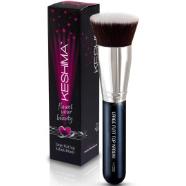 Large Flat Top Kabuki Foundation Brush by Keshima - Premium Makeup Brush for Liquid, Cream, and Powder - Buffing, Blending, and Face - 1.6 Top Diameter