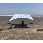 Neso Grande Portable Beach Tent Sun Shelter - Lightweight Beach Shade Canopy - Easy Setup for Family Outings - Patented Reinforced Corners - UPF 50+ Sun Protection - 7ft Tall, 9 x 9ft - Flamingos
