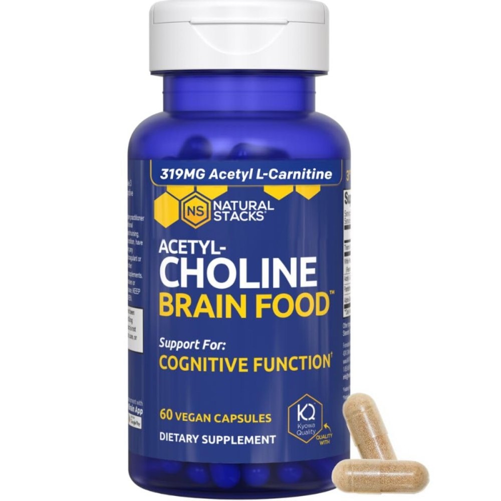 Acetylcholine Brain Food - Acetyl L-Carnitine & Alpha GPC Supplement - Supports Production of Acetylcholine - Neurotransmitter Supplement for Cognitive Function - 60 Capsules