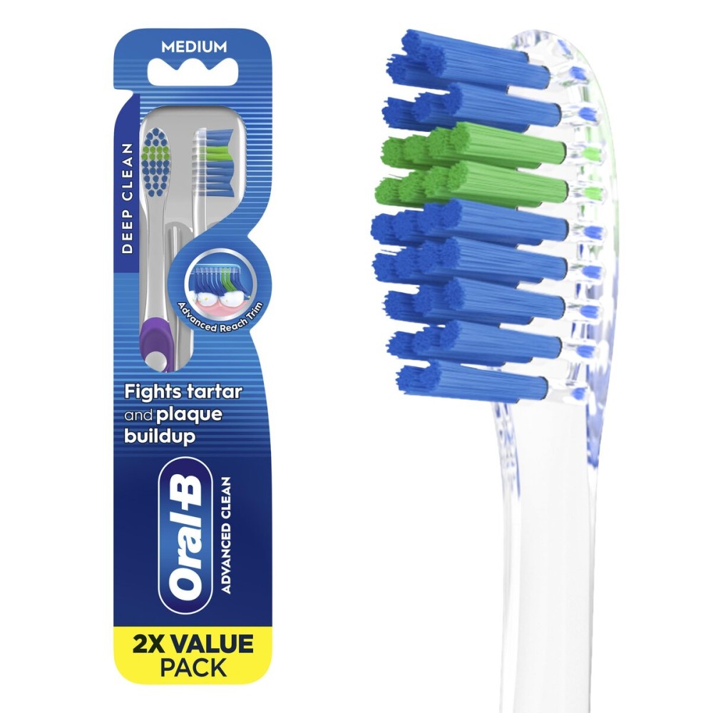 Oral-B Pro Health Fights Plaque & Tartar, 2 Count Medium Manual Toothbrush Pack, Indicator Bristles, Plaque Fighter, Gentle on Teeth