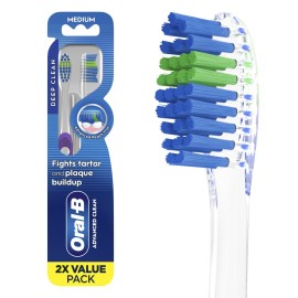 Oral-B Pro Health Fights Plaque & Tartar, 2 Count Medium Manual Toothbrush Pack, Indicator Bristles, Plaque Fighter, Gentle on Teeth