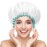 mikimini White Shower Cap for Women and Girls 2 Pack,Double Waterproof, Reusable,Washable, Super Cute and Soft,Comfortable