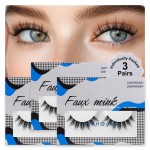 Lashes Natural Look False Eyelashes - Bepholan Fake Eyelashes 3D Super Fluffy False Lashes Black Band Wispy Lashes 3-Pack Faux Mink Lashes,XMZ21-3
