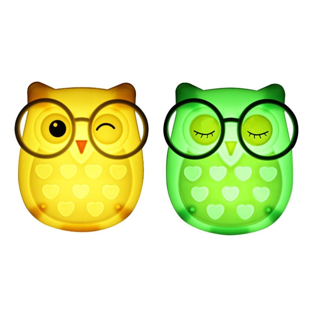 2 PCS Owl LED Plug in Night Light for Kids- Wall Lamp Take Good Care Children Sleep Light Sensor Auto Controlled Nightlights for Baby Nursing (Yellow+Green)