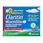 Claritin Children\'s Allergy Medicine, 24-Hour Non-Drowsy Loratadine 5mg Chewable Tablet, Antihistamine for Kids Ages 2 Years and Older, Grape Flavored, 40 tablets