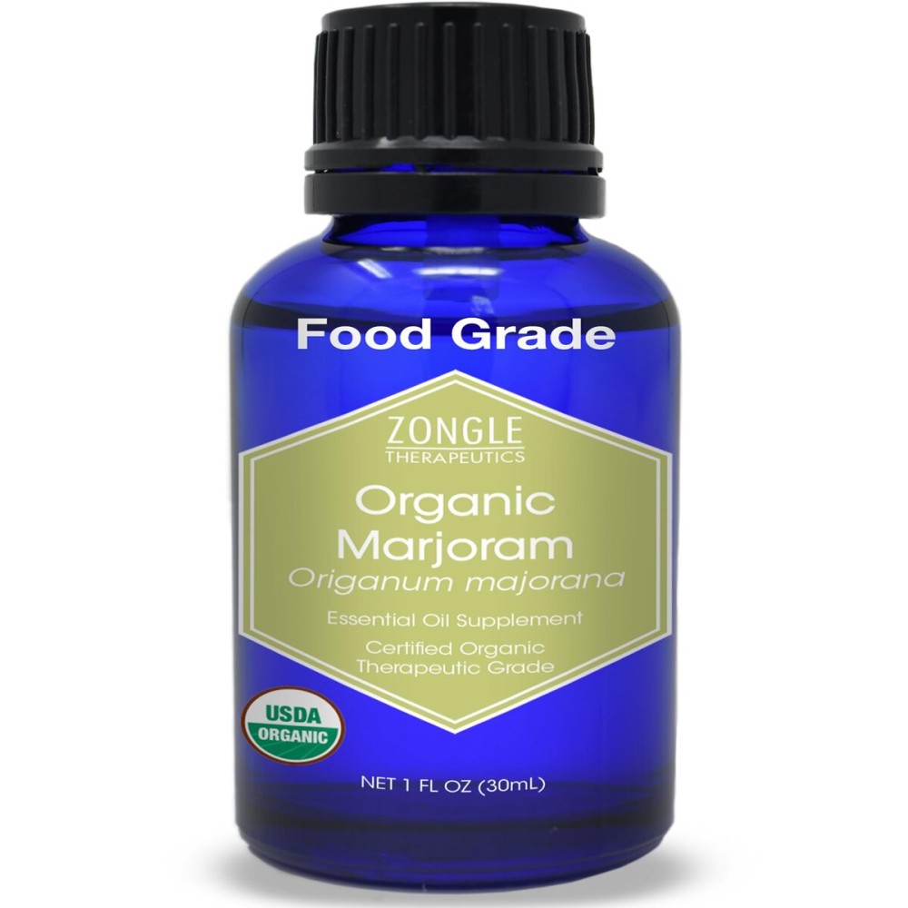 Organic, Marjoram Essential Oil, Food Grade - 100% Pure, Sweet Marjoram Essential Oil, by Zongle Therapeutics, 1 OZ