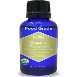 Organic, Marjoram Essential Oil, Food Grade - 100% Pure, Sweet Marjoram Essential Oil, by Zongle Therapeutics, 1 OZ