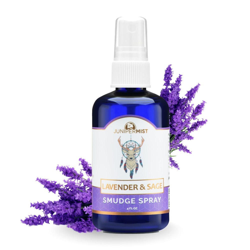 Lavender and Sage Smudge Spray (4oz) Calm & Clear - Smudge Mist for Cleansing Negative Energy - Smokeless Sage Water Spiritual Room Spray - USA Made