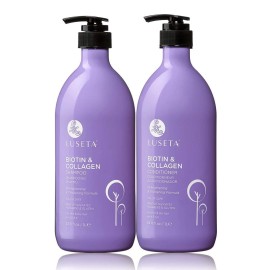 L LUSETA Biotin & Collagen Shampoo & Conditioner Set (2 x 33.8oz) - Thickening for Hair Growth, Infused with Argan Oil to Repair Dry, Damaged Hair