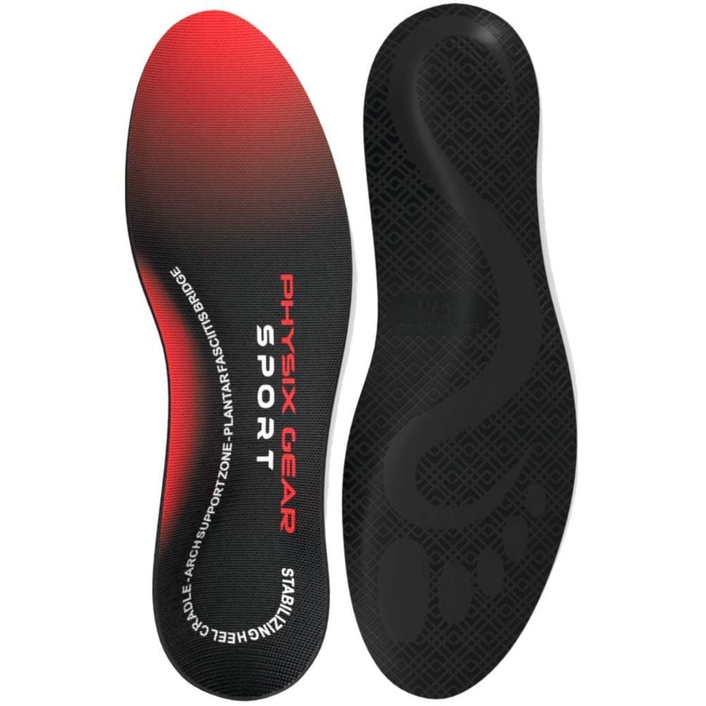 Physix Gear Orthotic Insoles for Men & Women - Arch Support Orthotics Insole, Orthopedic Insoles, Inserts for Men & Women, Foot Insoles for Plantar Fasciitis Comfort, Shoe Insert, Feet, Red/Black, M