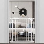 ALLAIBB Narrow Walk Through Baby Gate Auto Close Tension White Metal Child Pet Safety Gates with Pressure Mount for Stairs,Doorways and Baniste(29.13-33.86/74-86cm)