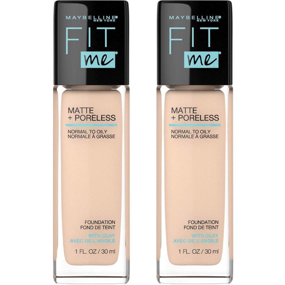 Maybelline Fit Me Matte + Poreless Liquid Foundation Makeup, Ivory, 2 COUNT Oil-Free Foundation