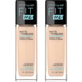 Maybelline Fit Me Matte + Poreless Liquid Foundation Makeup, Ivory, 2 COUNT Oil-Free Foundation