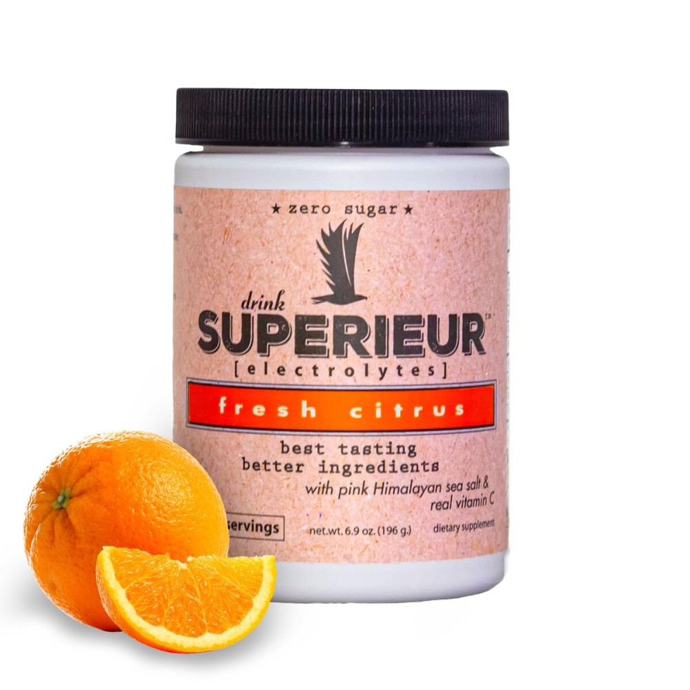 Superieur Electrolytes - Plant Based Electrolyte Supplement w/Sea Minerals for Hydration & Recovery - Keto Friendly, Non-GMO, Zero Sugar, Vegan Healthy Sports Drink Powder - Citrus (70 Servings)