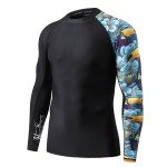 HUGE SPORTS Men\'s Splice UV Sun Protection UPF 50+ Skins Rash Guard Long Sleeves(HeyToucan, XL)