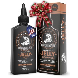 Bossman Jelly Beard Oil for Men (4 oz, Stagecoach Scent) - Softens, Moisturizes & Conditions with Natural Ingredients