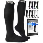 SB SOX Compression Socks for Men & Women (20-30 mmHg) - Best Support Stockings for Travel, Medical, and Sports - Perfect for Everyday Wear (Large, Solid Black)