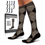 SB SOX Compression Socks for Men & Women (20-30 mmHg) - Best Support Stockings for Travel, Medical, and Sports - Perfect for Everyday Wear (Medium, Dress-Black Argyle)