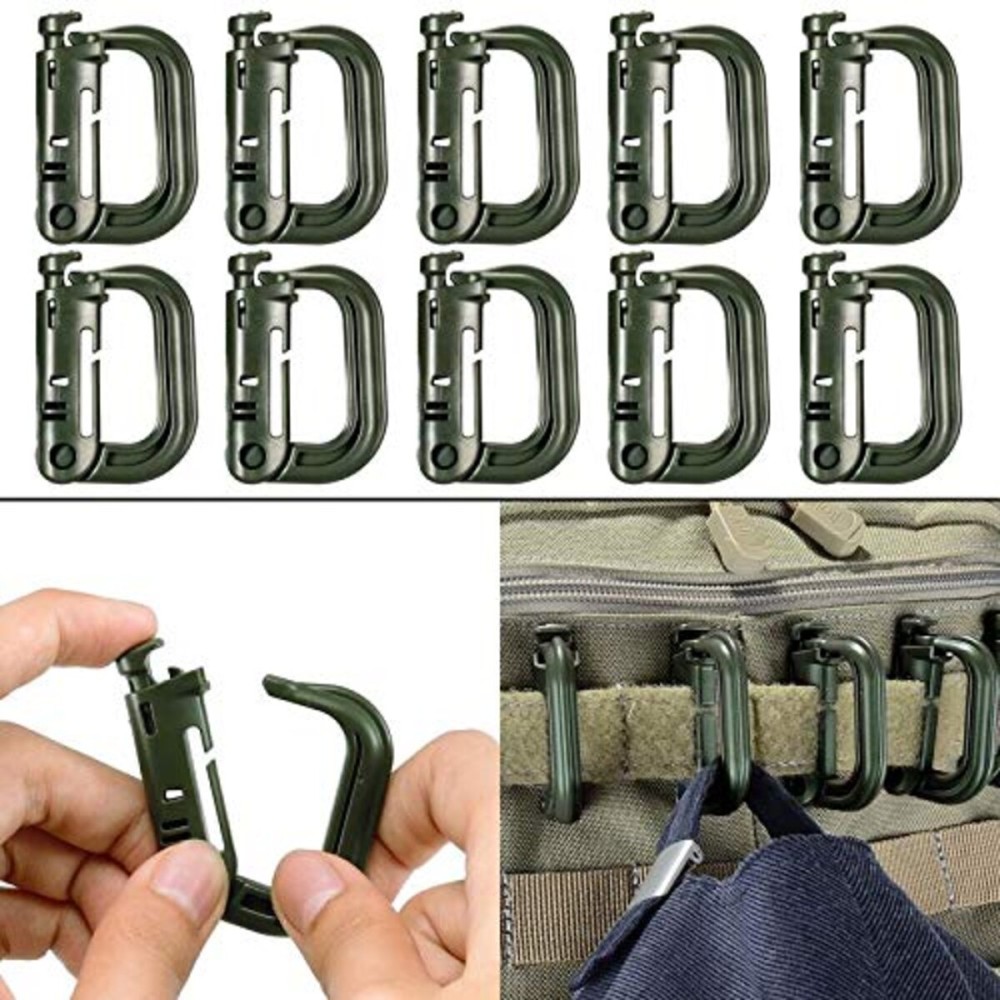 BOOSTEADY 10 Pack Multipurpose D-Ring Grimlock Locking for Molle Webbing with Zippered Pouch