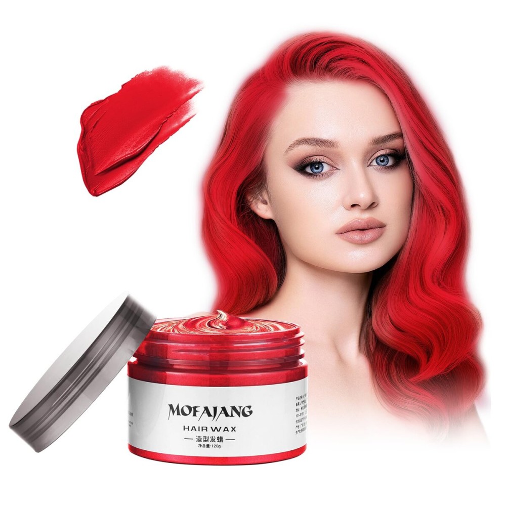 EFLY 4.23 oz-Instant Hairstyle Cream Hair Pomades, Temporary Styling Hair Color Wax for Party, Cosplay, Easy Cleaning (1, Red)