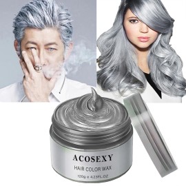YHMWAX Fashion Silver Gray Hair Wax Pomade - Colorful Disposable Natural Hair Styling Gel for Party, Cosplay, Masquerade