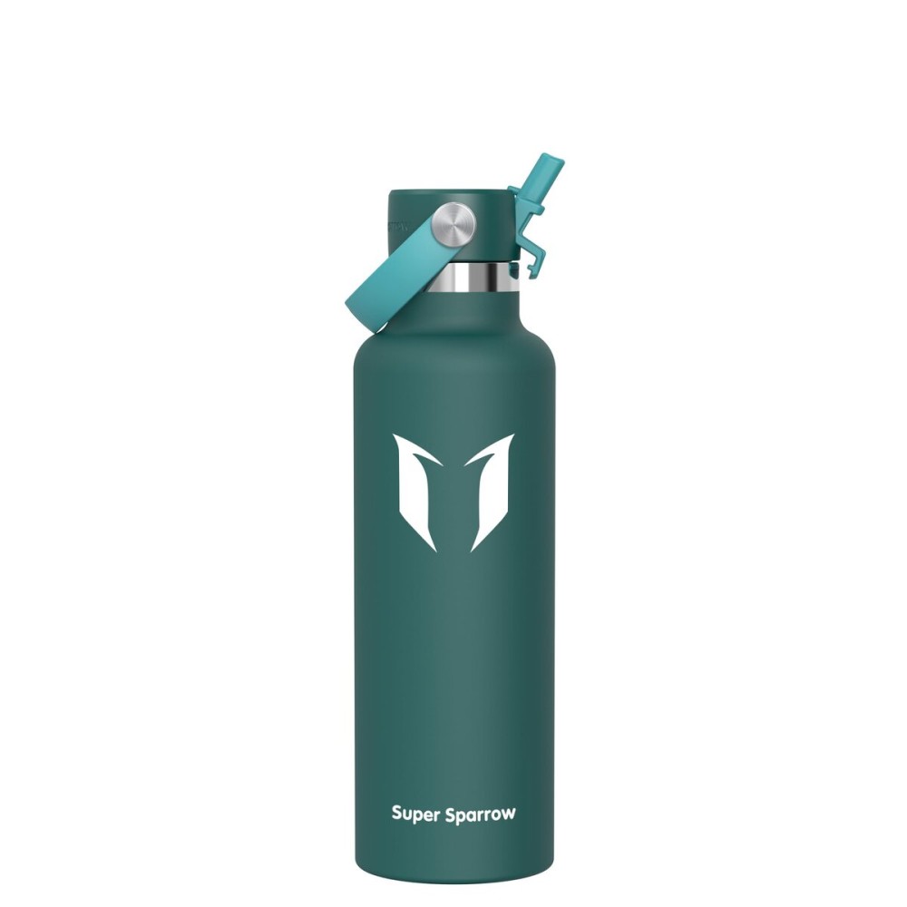 Super Sparrow Insulated Water Bottle - 25 Oz - Standard Mouth FlipFlow Flask - BPA Free, Leak Proof Drink Bottle- Ergonomic Straw Water Bottles for Work, Gym, Travel, Sports