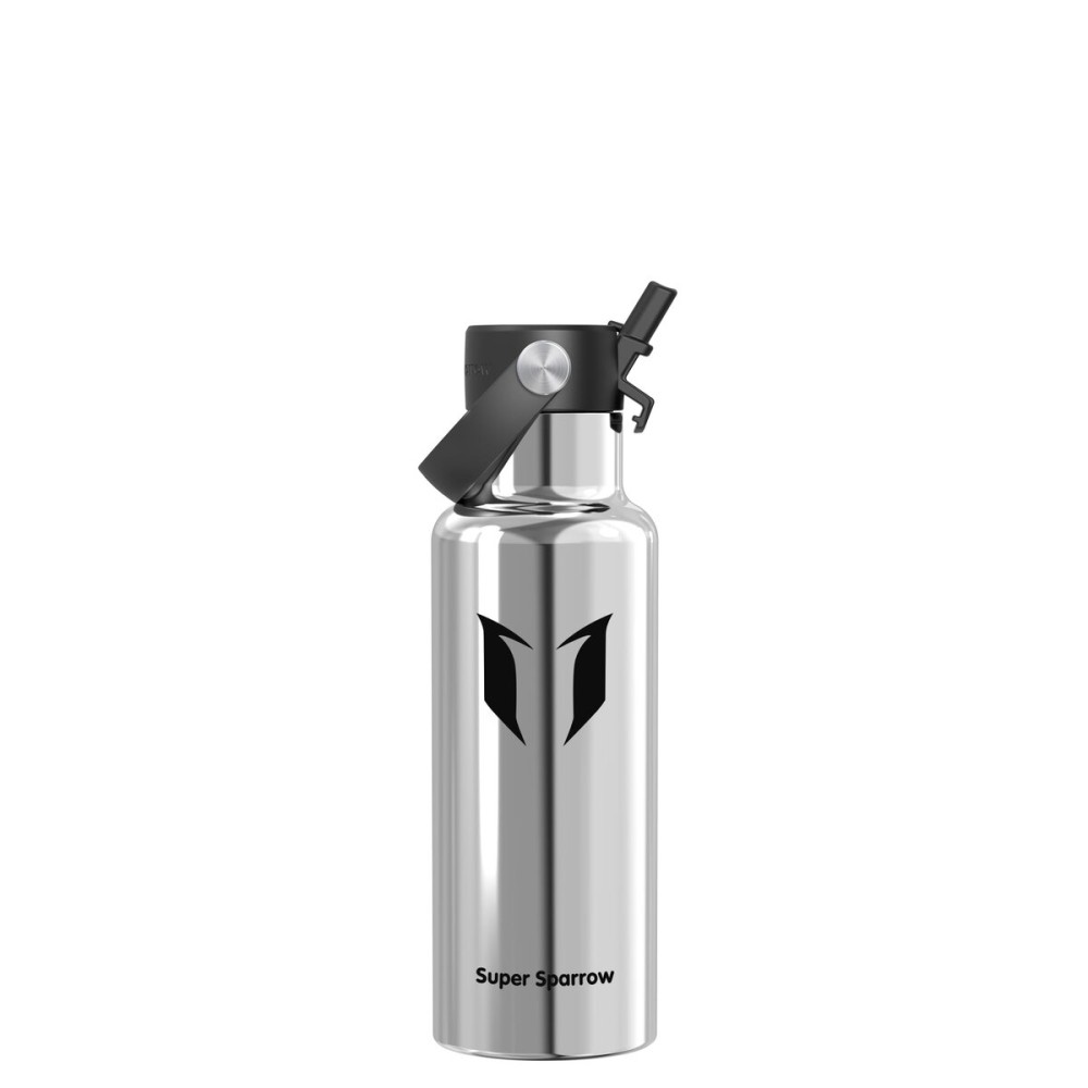 Super Sparrow Insulated Water Bottle - 17 Oz - Standard Mouth FlipFlow Flask - BPA Free, Leak Proof Drink Bottle- Ergonomic Straw Water Bottles for Work, Gym, Travel, Sports