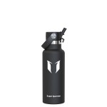 Super Sparrow Insulated Water Bottle - 17 Oz - Standard Mouth FlipFlow Flask - BPA Free, Leak Proof Drink Bottle- Ergonomic Straw Water Bottles for Work, Gym, Travel, Sports